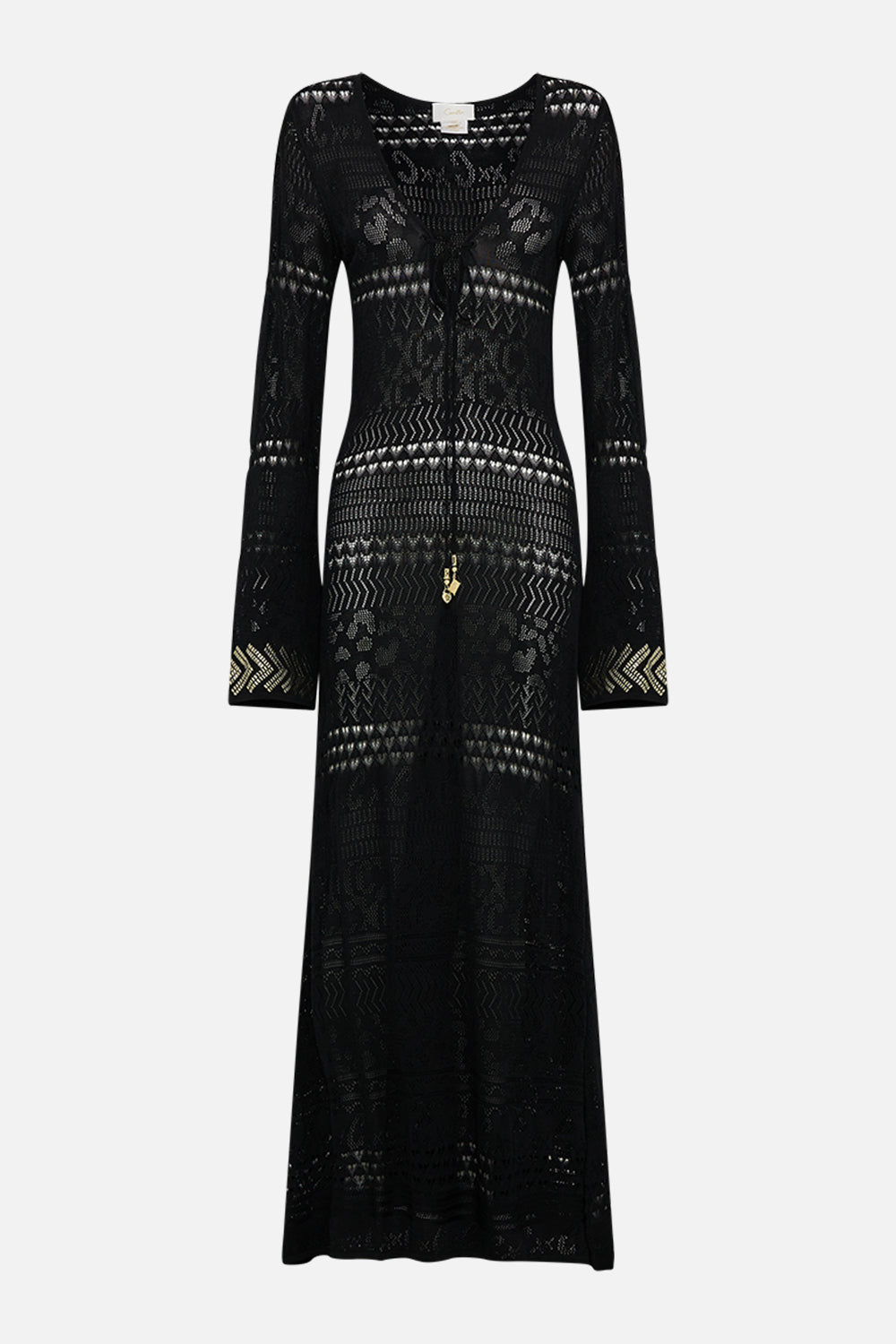 CAMILLA Lace Up Knit Dress in Cat Worship print. 