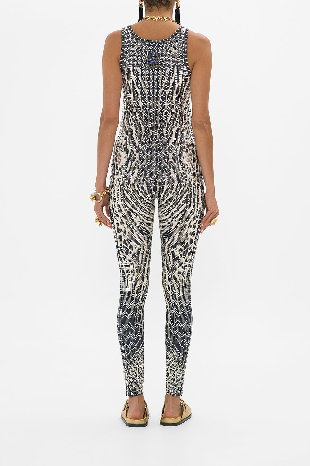 CAMILLA Jersey Scoop Neck Tank Top in Cartouche Kingdom print. 