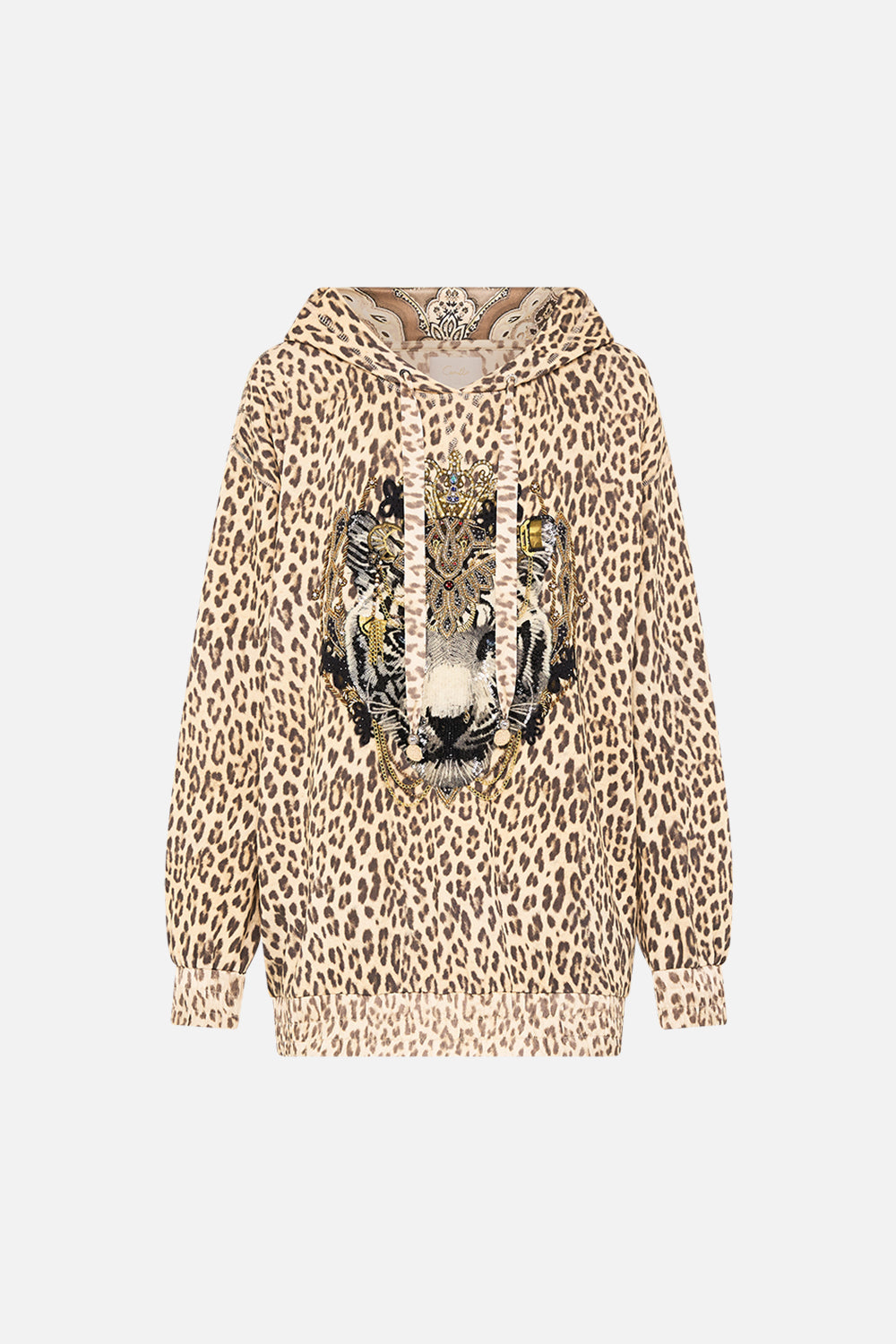 CAMILLA Silk Band Oversized Hoodie with Pockets in The Throne Room print
