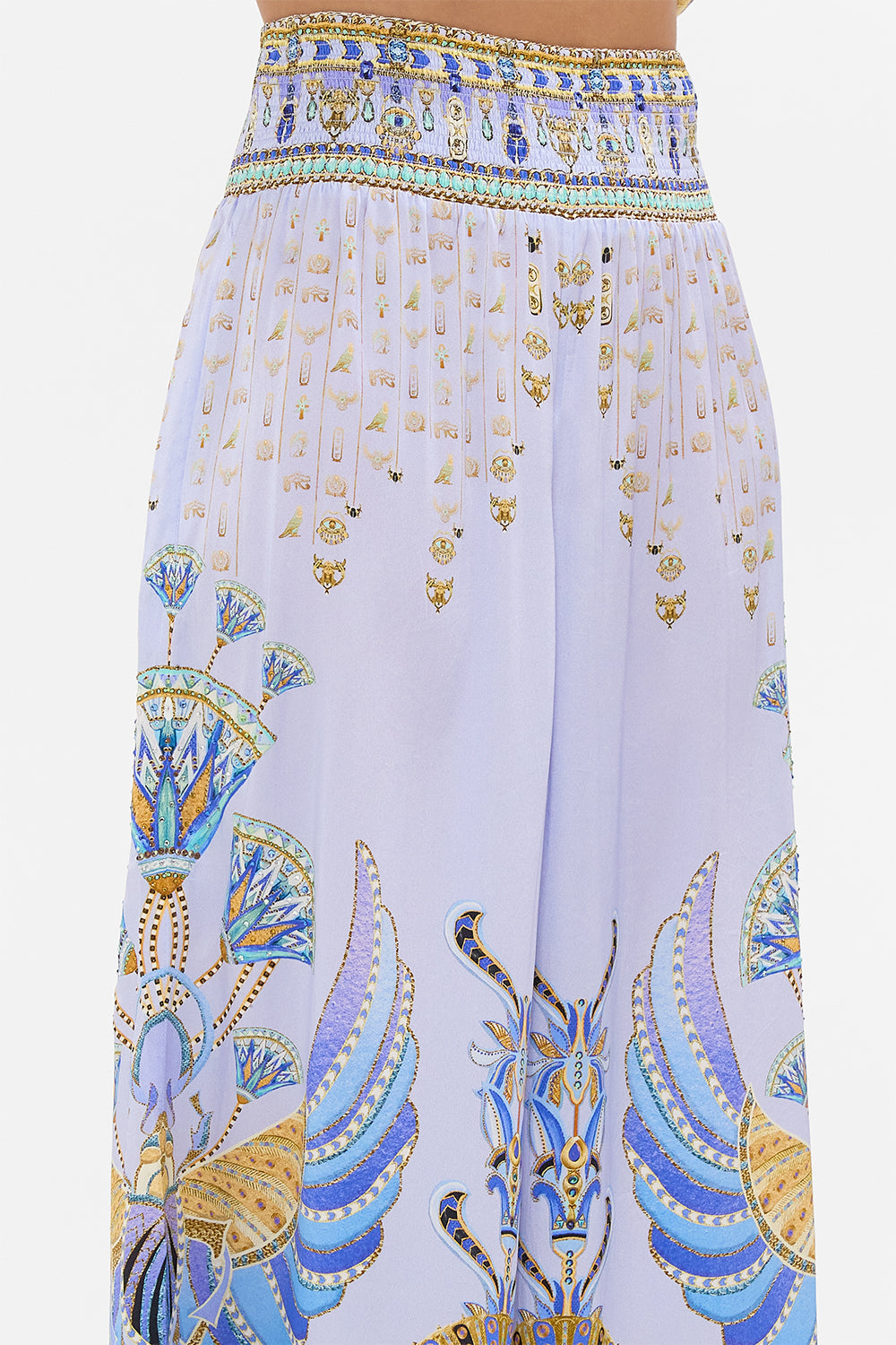 CAMILLA lilac Shirred Waist Pant in Under Scarab Skies print