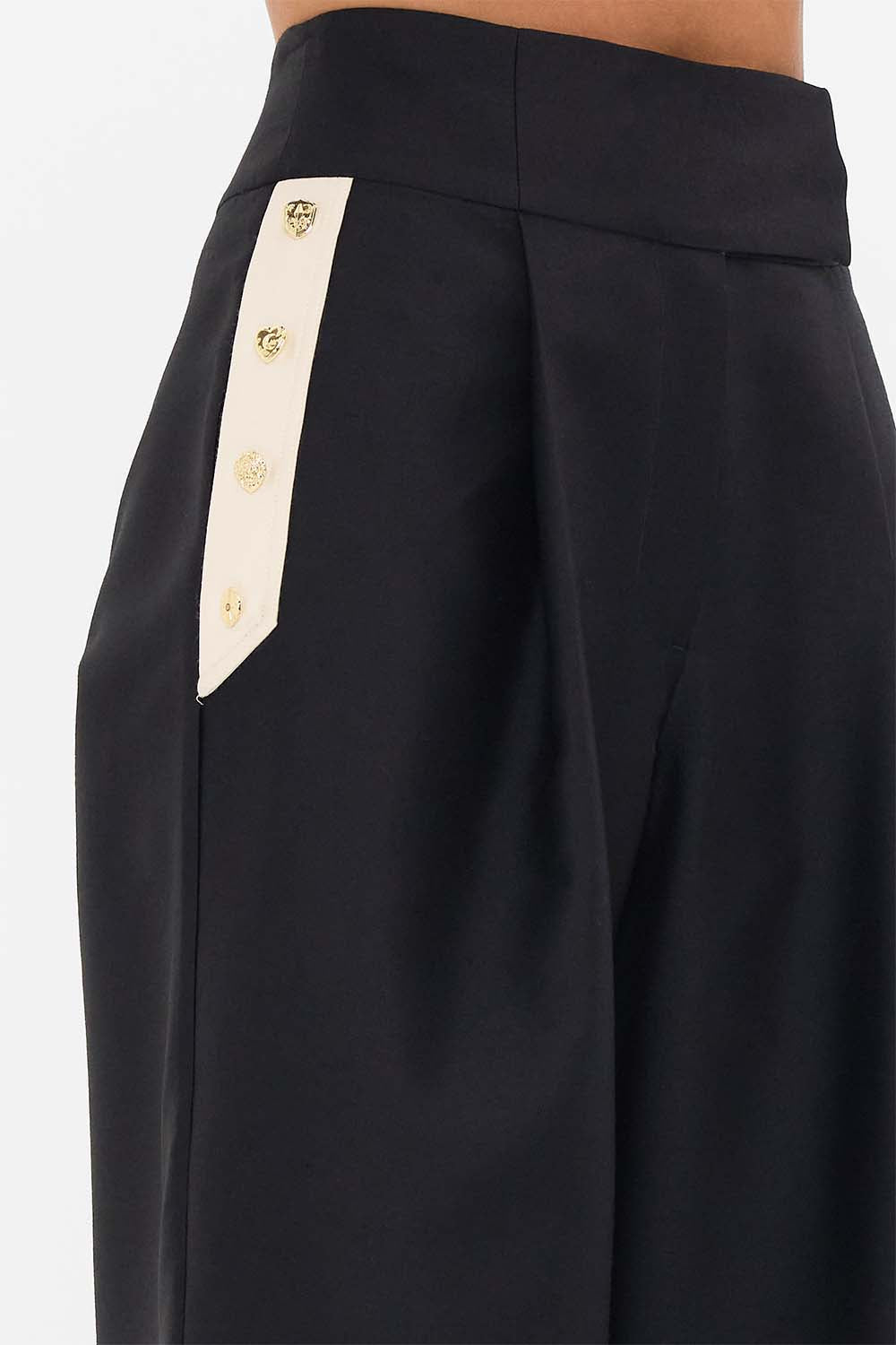 CAMILLA Wide Leg Pant With Buttons in Dynasty Daze print. 