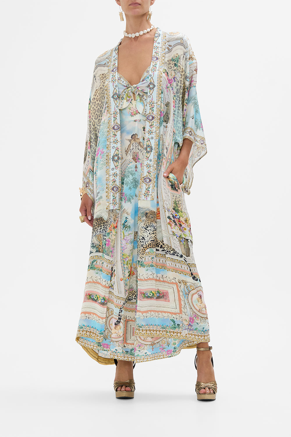CAMILLA Kimono Layer with Collar in We Always Have Alexandria print. 