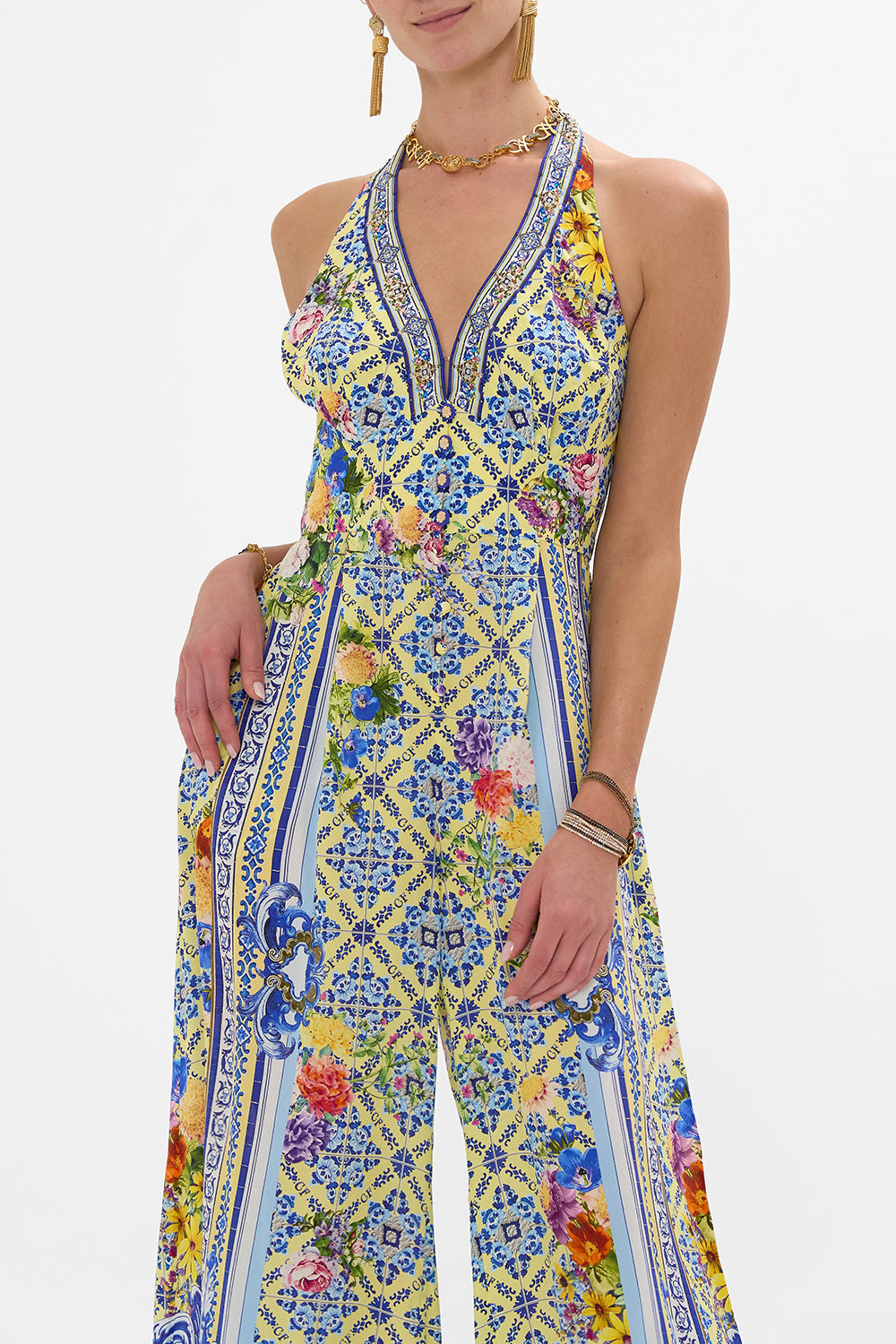 The CAMILLA KIDS MINI SHIRT DRESS 4-10 SALTY SPLENDOUR in our  print.