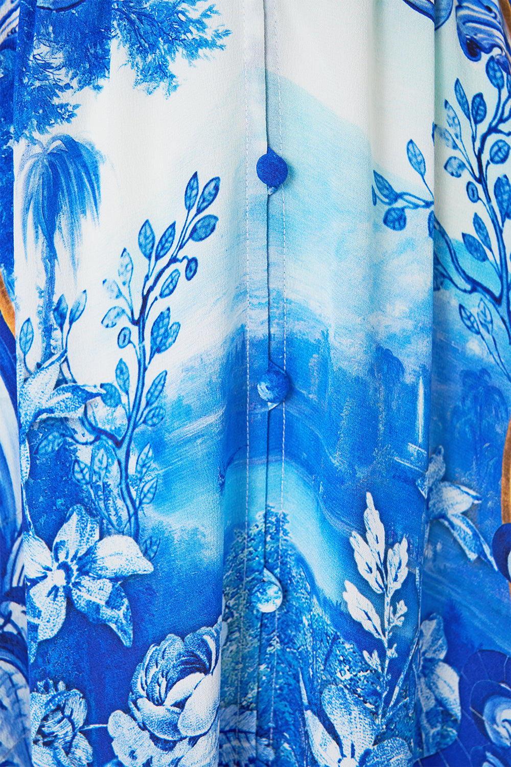 LONG BUTTON FRONT DRESS AZUL ADVENTURES