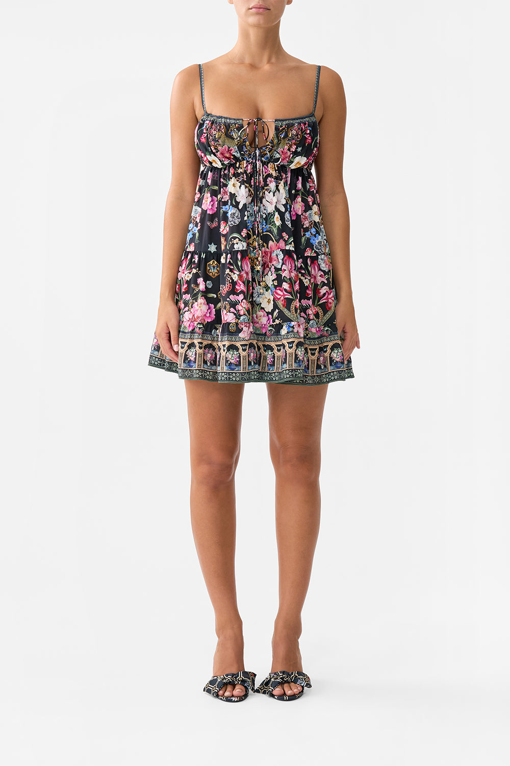 GATHERED BUST TIERED MINI DRESS MIDNIGHT IN MONSERRATE