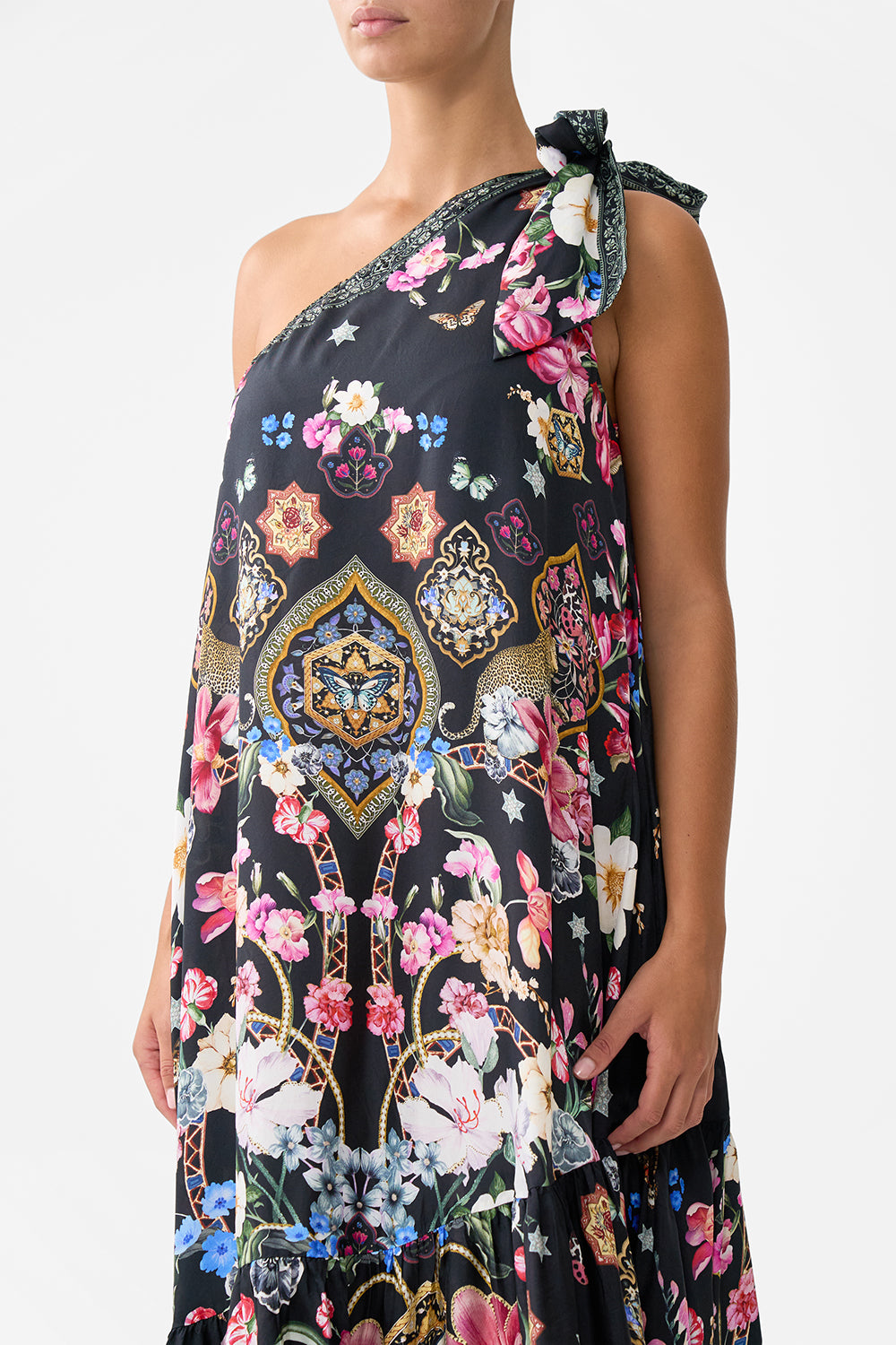 TIE ONE SHOULDER DRESS MIDNIGHT IN MONSERRATE