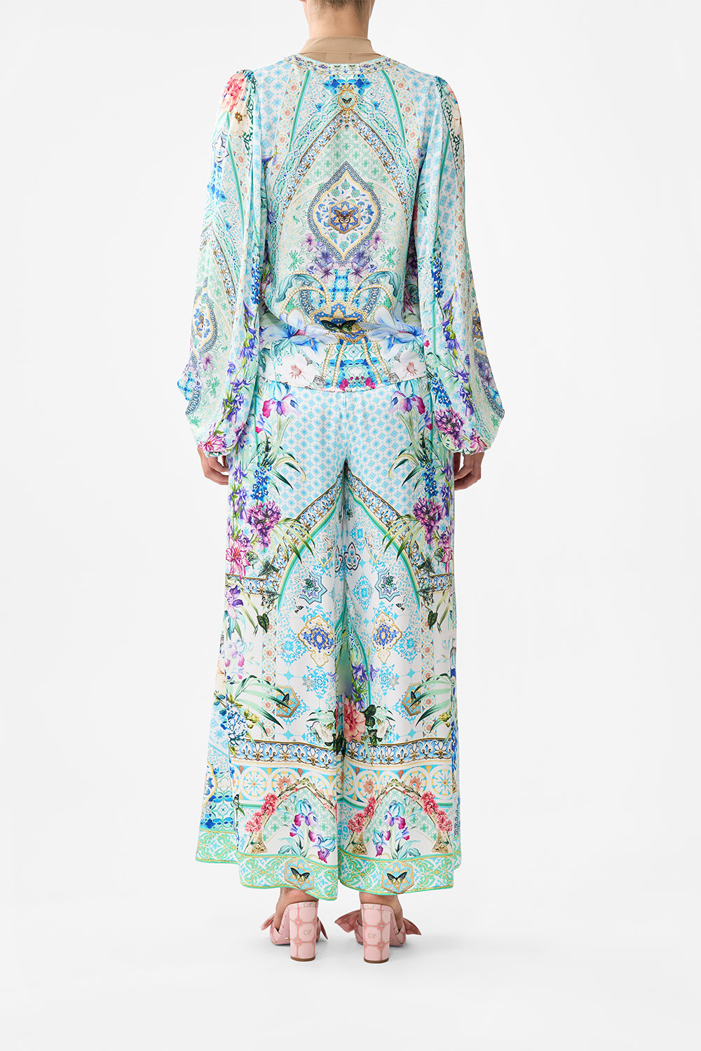 The CAMILLA TIE BACK CAMI LISBOA LUXE in our  print.
