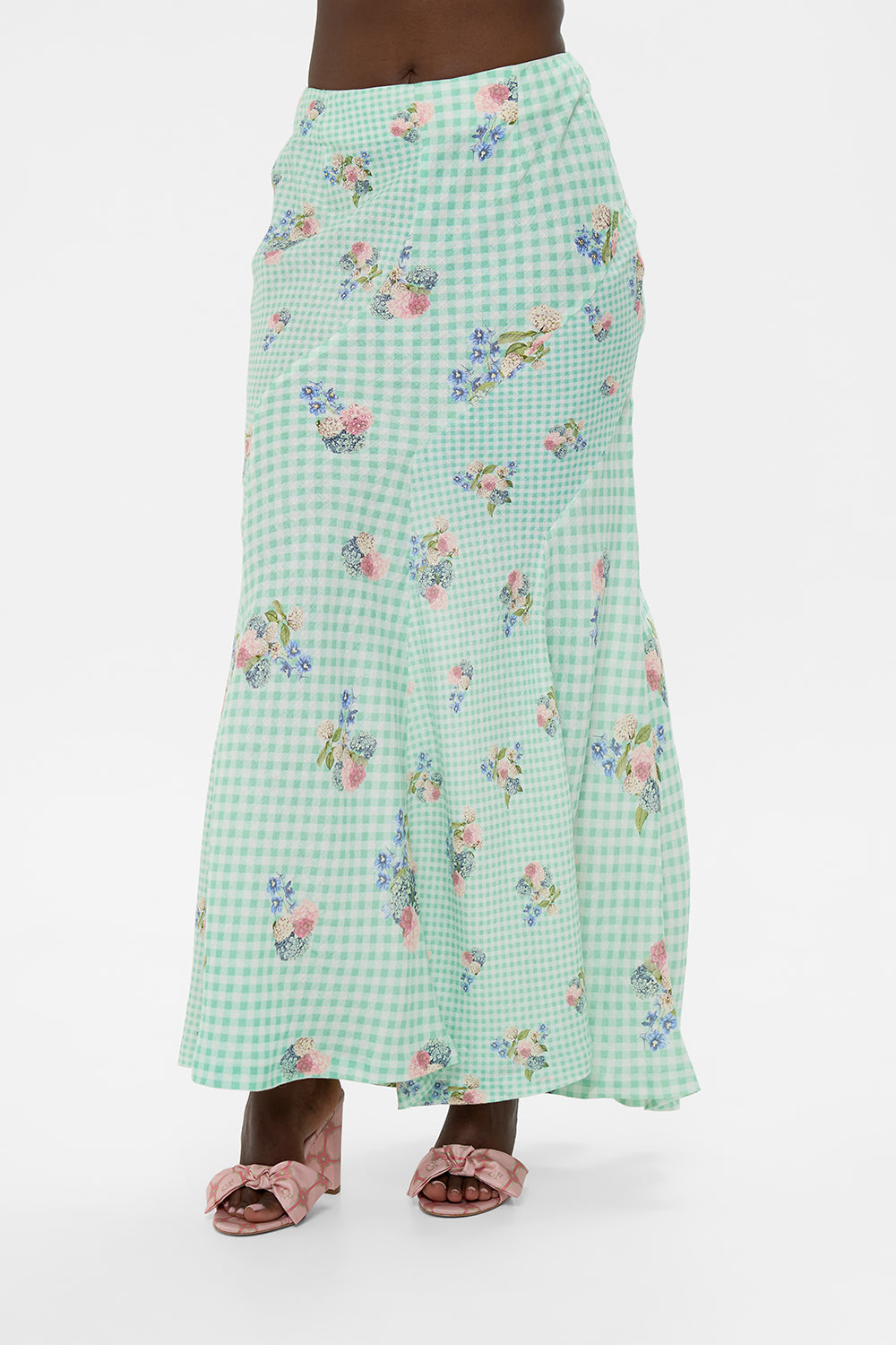 The CAMILLA PANELLED TANK DRESS WITH CURVED HEM TILE STYLE in our  print.