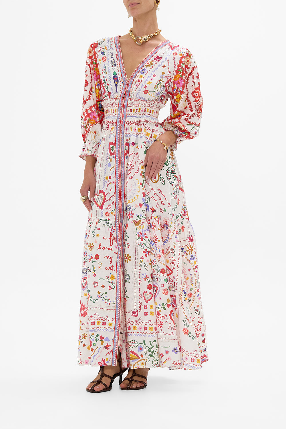 SHIRRED WAISTBAND LONG DRESS A KITSCH IN TIME