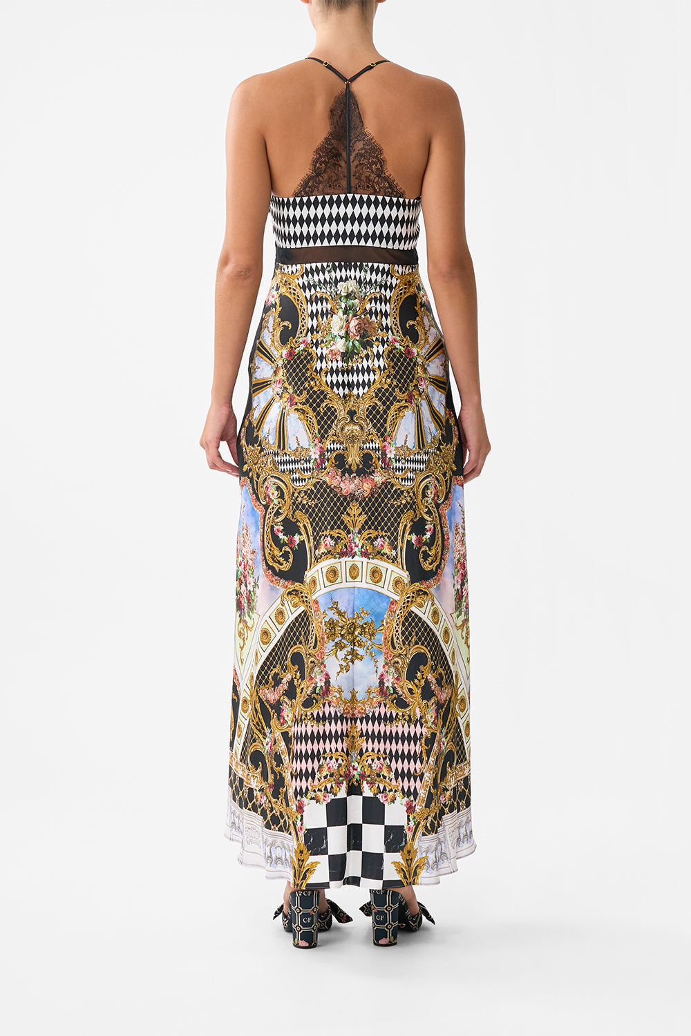 LACE SPLICE BIAS LONG DRESS MONARCHY MANIA