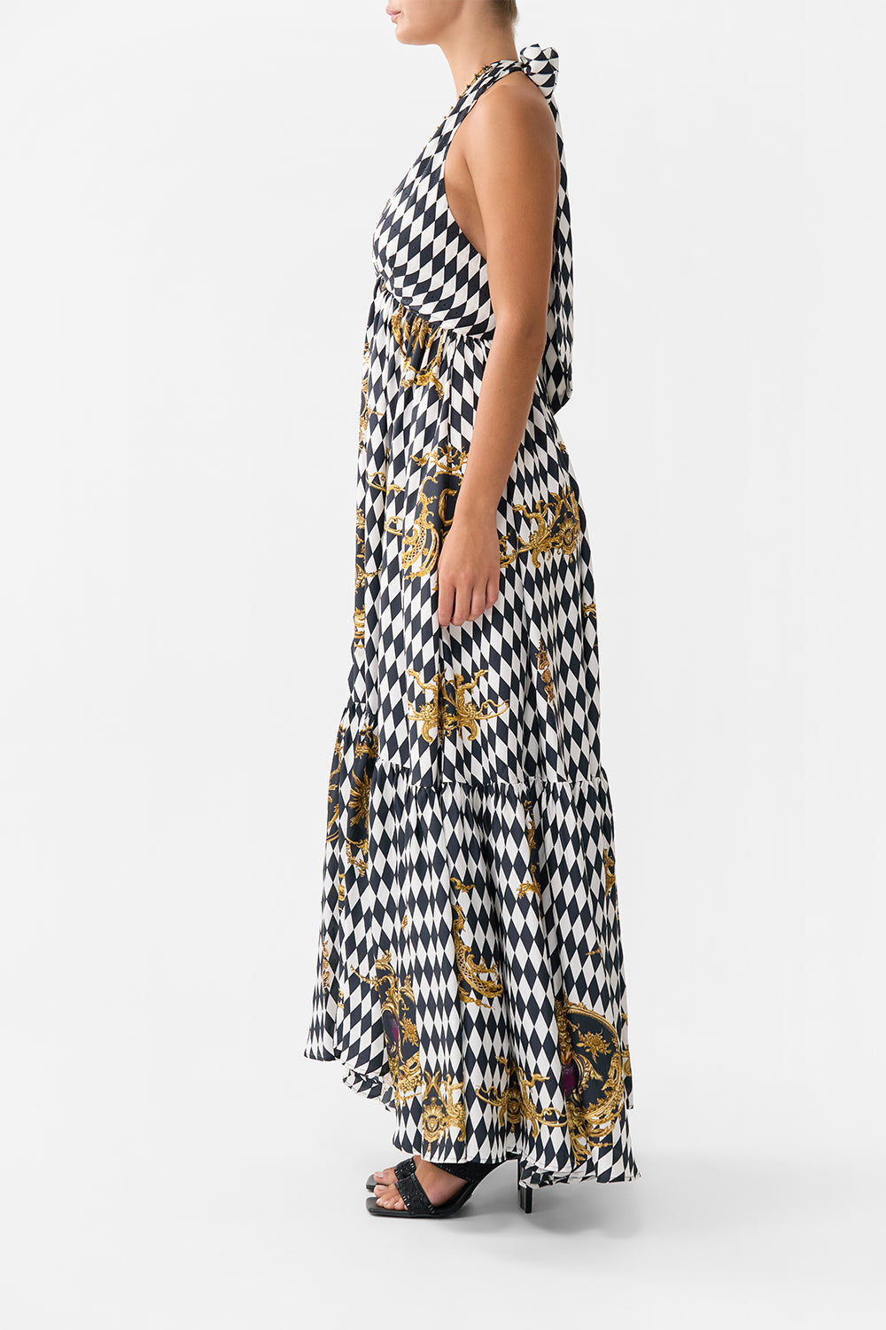 RUFFLE HEM HALTER DRESS MONARCHY MANIA