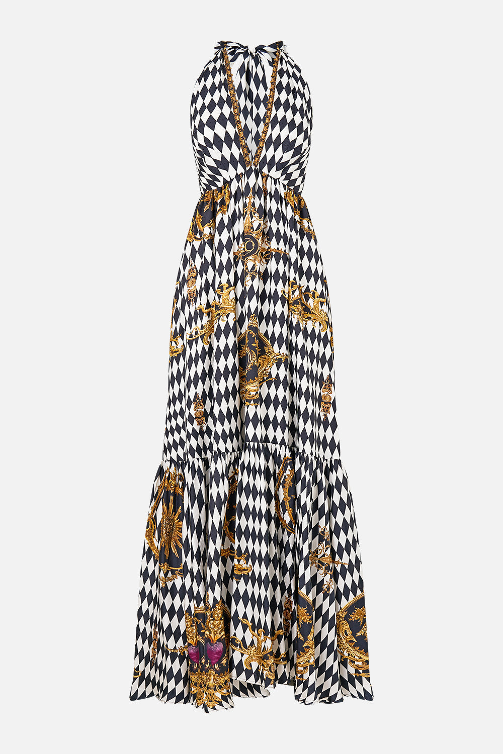 RUFFLE HEM HALTER DRESS MONARCHY MANIA