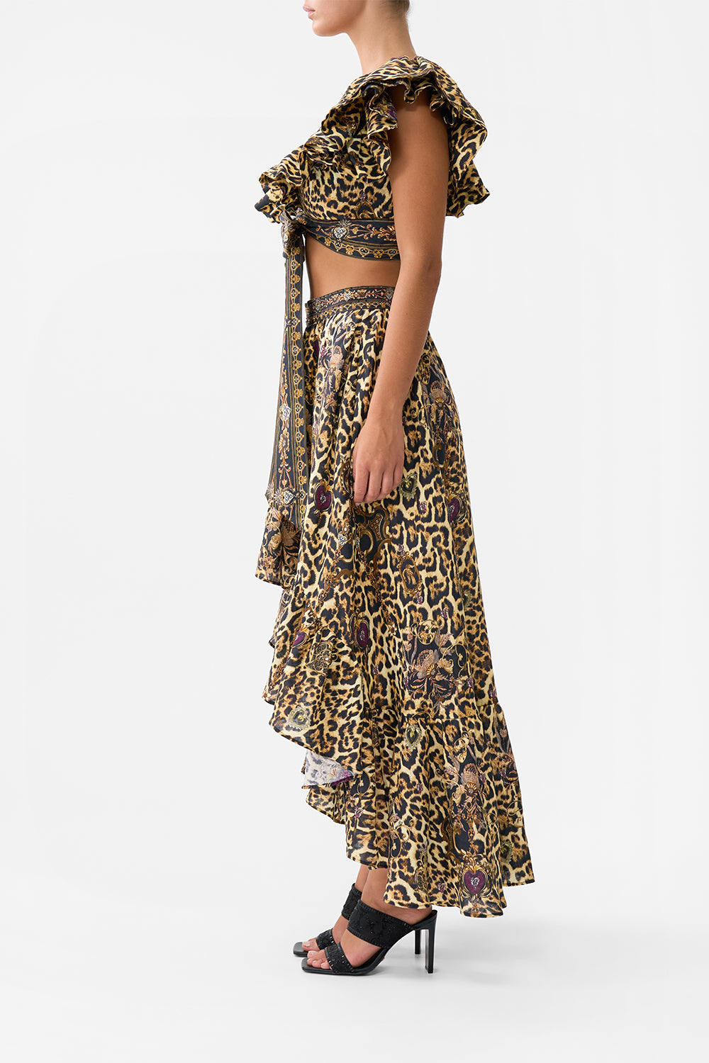 The CAMILLA KIDS TIERED HIGH LOW DRESS 12-14 LISBON LULLABY in our LISBON LULLABY print.