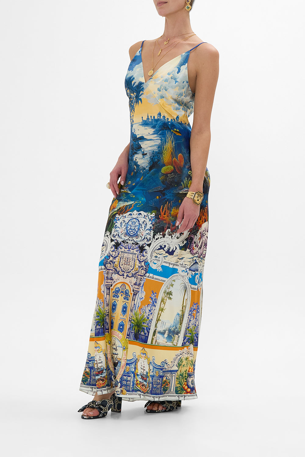 V NECK FULL LENGTH BIAS SLIP DRESS SONG OF SAINT ANTHONY