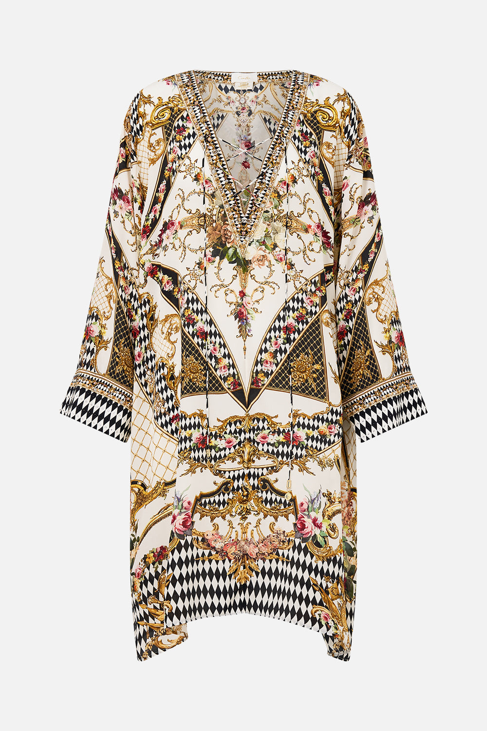 The CAMILLA RELAXED HIGH LOW SHIRT DRESS MONSERRATE MAGIC in our MONSERRATE MAGIC print.