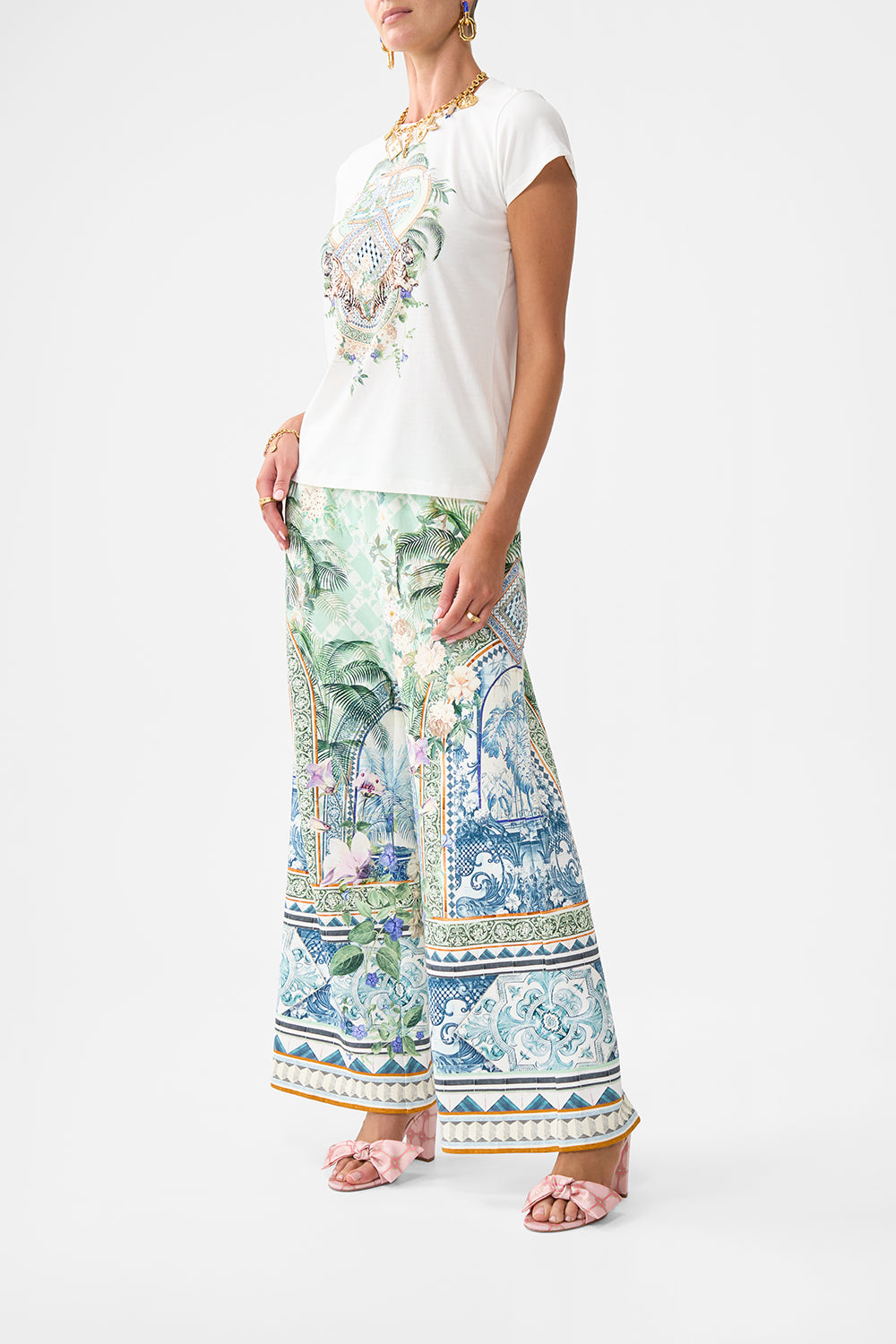 The CAMILLA RING HEADBAND LISBON LULLABY in our LISBON LULLABY print.