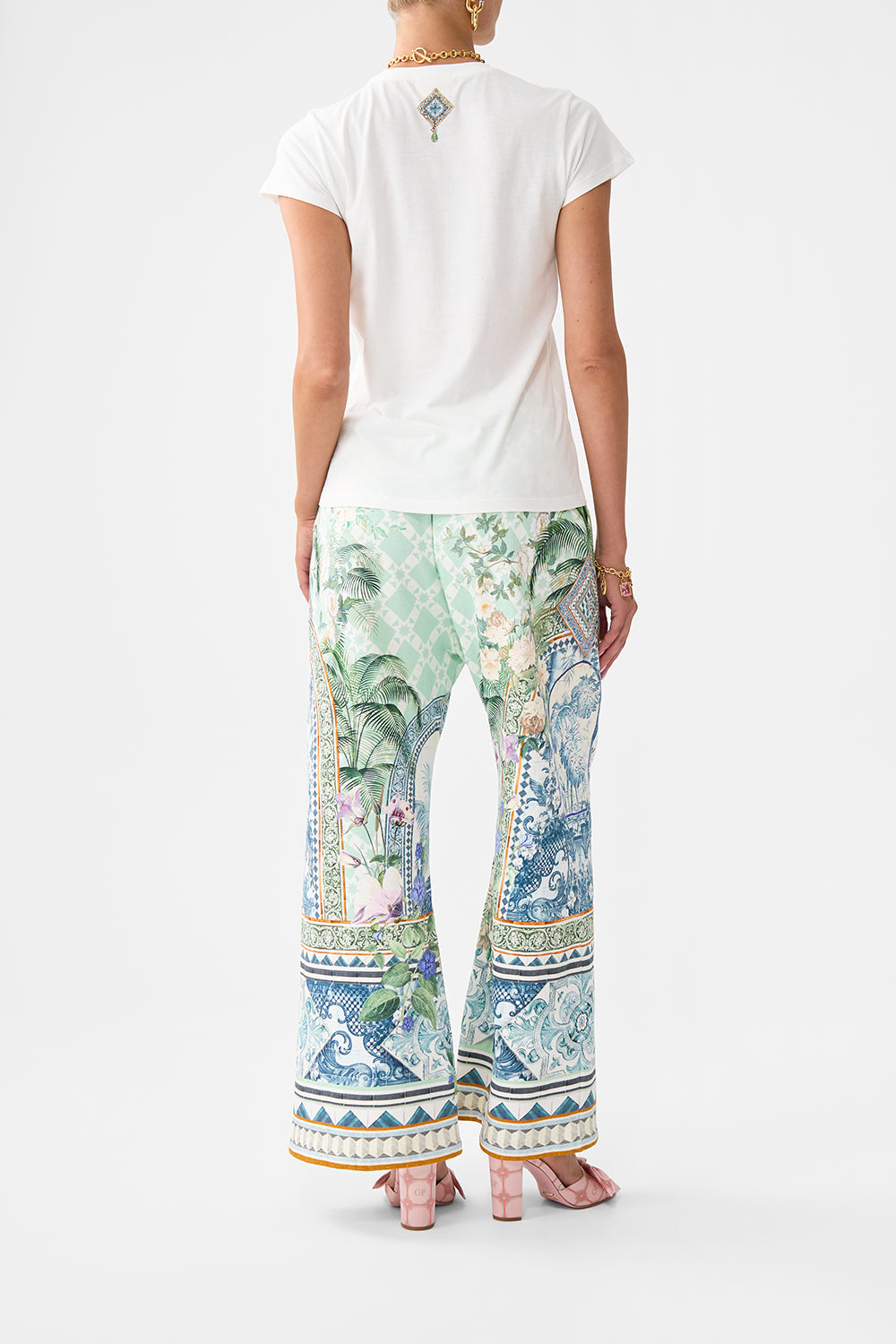 SLIM FIT ROUND NECK T-SHIRT - WHITE JARDIM PARTY