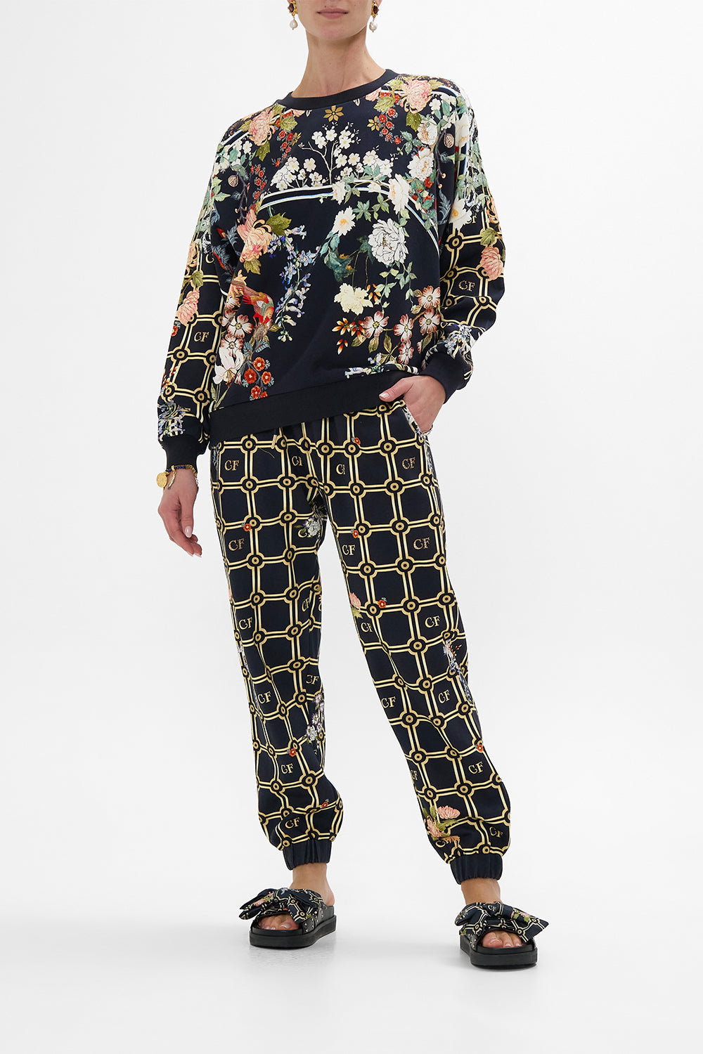 CAMILLA Jersey Track Pant in Palacio Poetry print