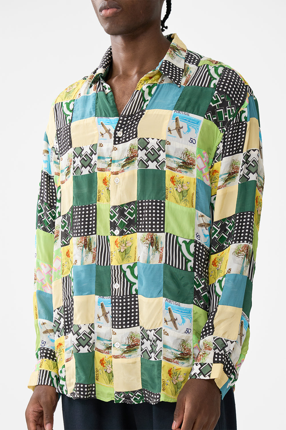 The CAMILLA BUTTON THROUGH BLOUSON SLEEVE BLOUSE MONARCHY MANIA in our MONARCHY MANIA print.