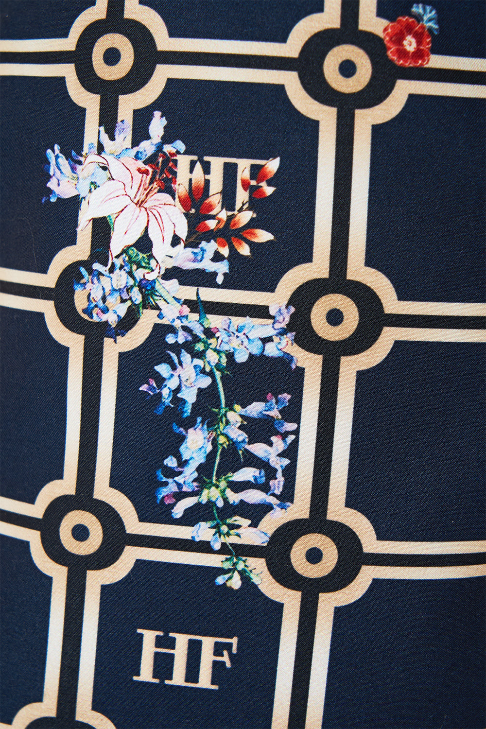 The CAMILLA KNIT SLEEVE SILK SHIRT PALACIO POETRY in our  print.