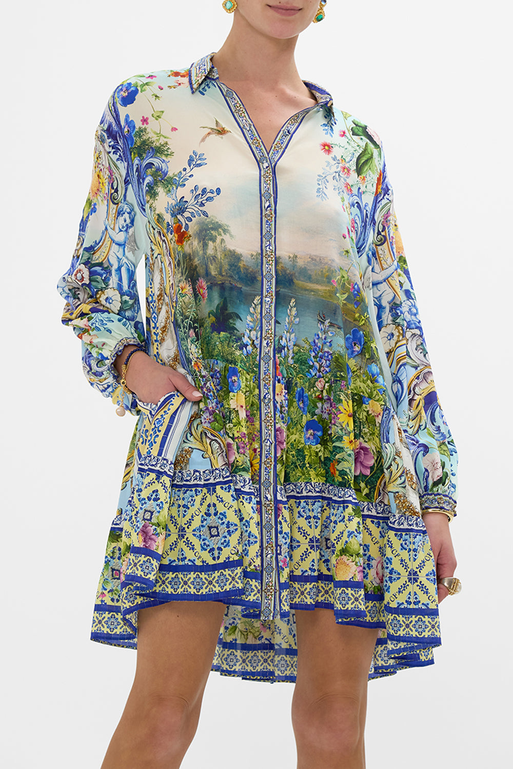 LONG SLEEVE TIERED SHORT DRESS WALL TO WALL WONDERS