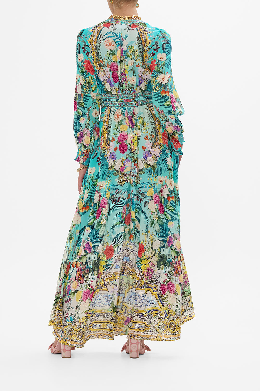 BUTTON DRESS WITH SHAPED WAISTBAND GARDENS OF QUELUZ