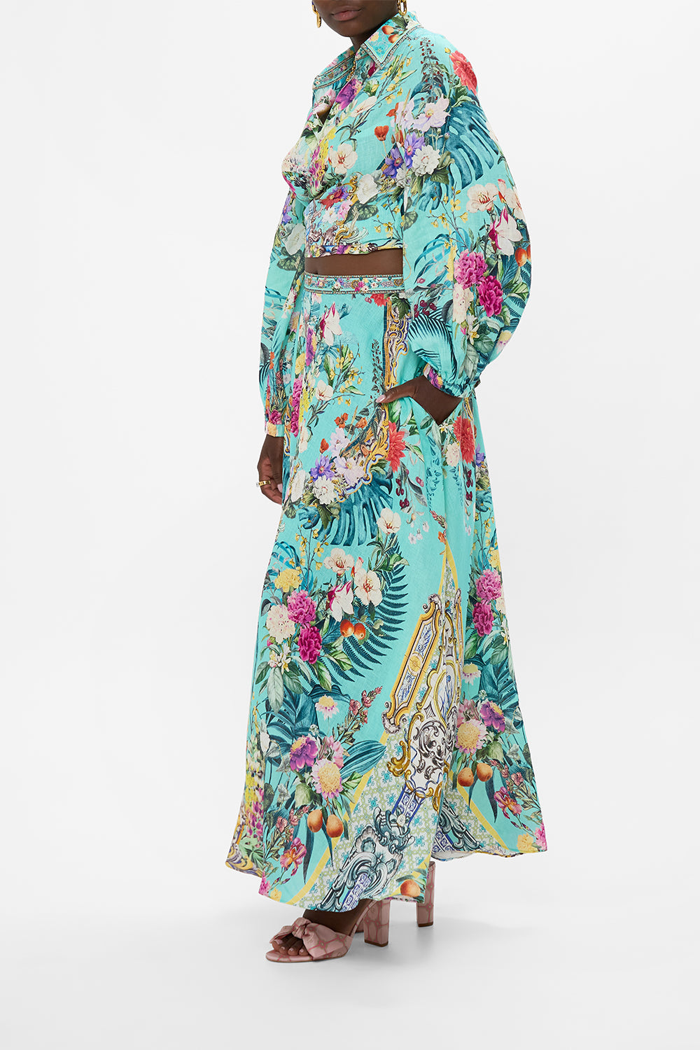The CAMILLA KNOT FRONT PANELLED ONE PIECE FAITH, LUCK & JUSTICE in our  print.