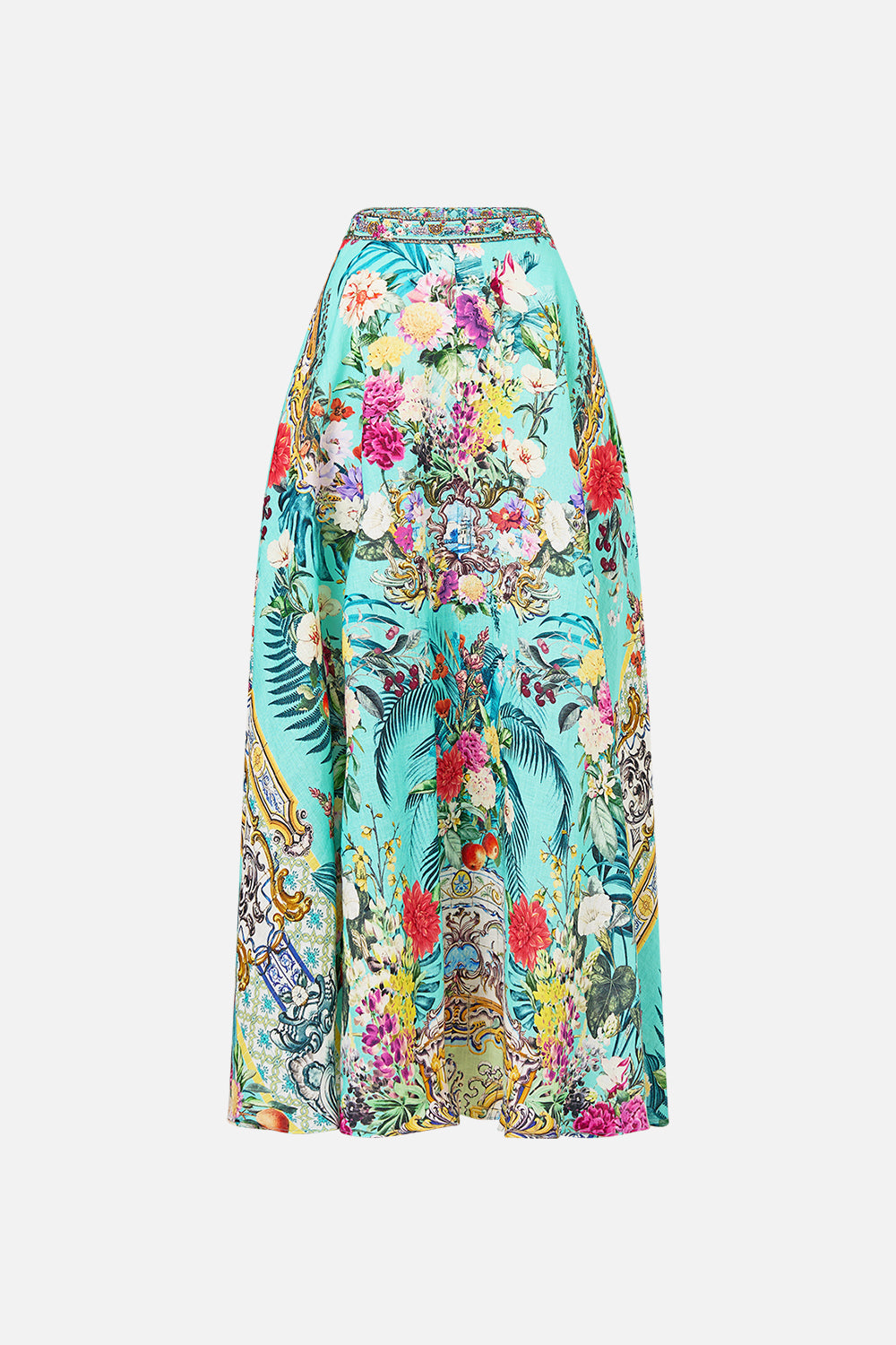 The CAMILLA KNOT FRONT PANELLED ONE PIECE FAITH, LUCK & JUSTICE in our  print.