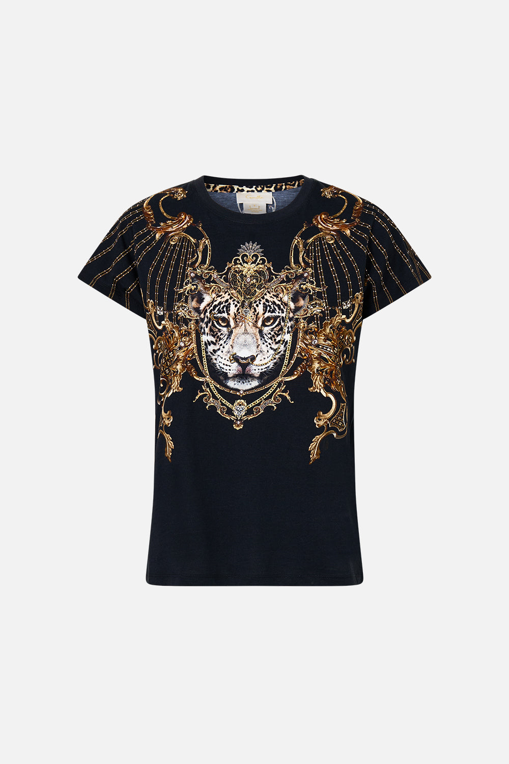 SLIM FIT ROUND NECK T-SHIRT - BLACK BAROQUE AROUND THE CLOCK