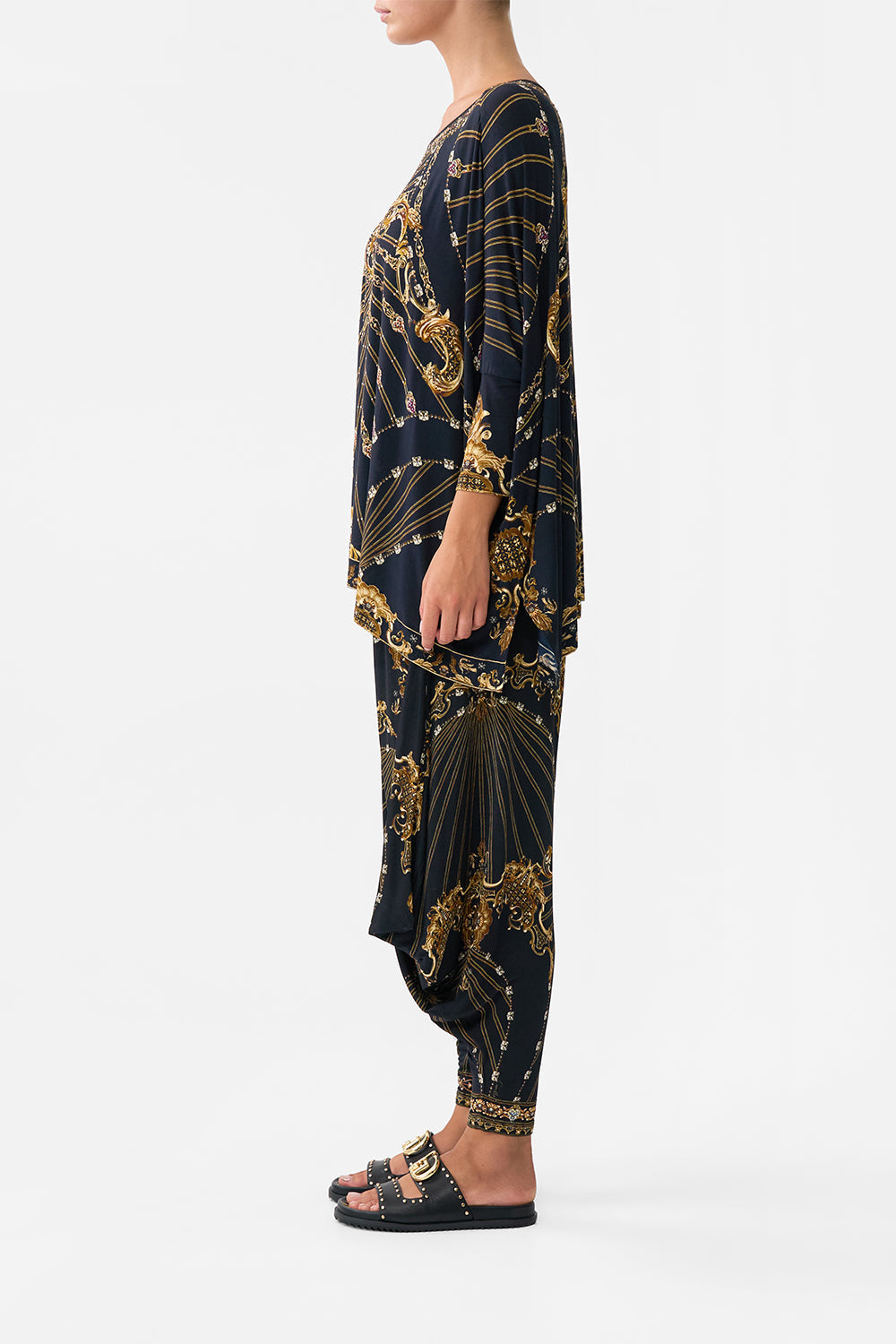 The CAMILLA BUTTON FRONT FRILL DRESS AZUL ADVENTURES in our  print.