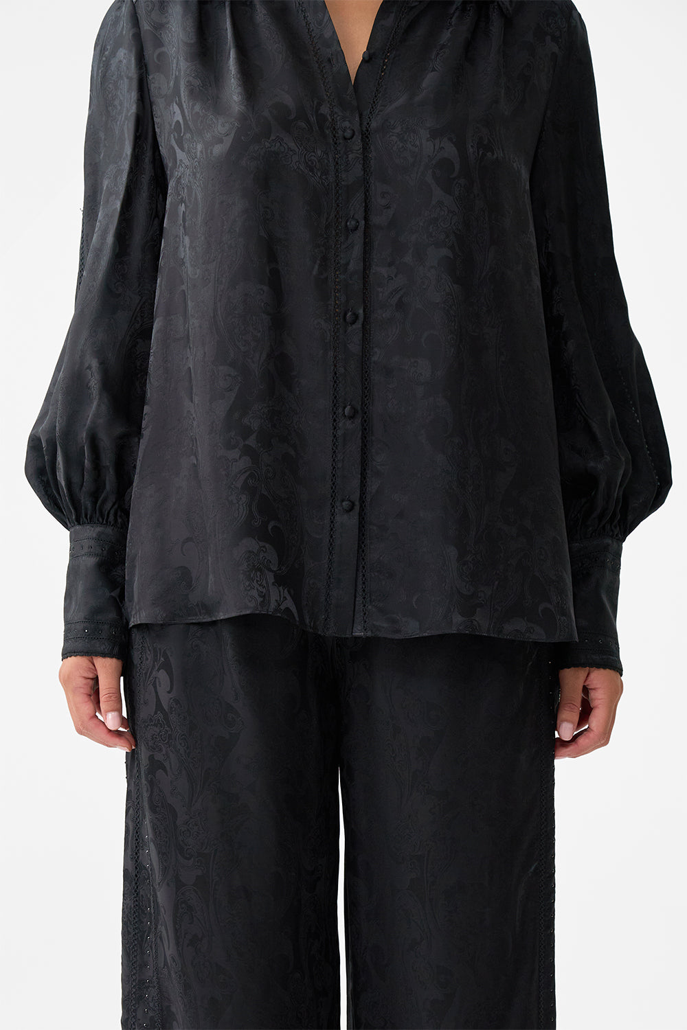 BUTTON THROUGH BLOUSON SLEEVE BLOUSE MONARCHY MANIA