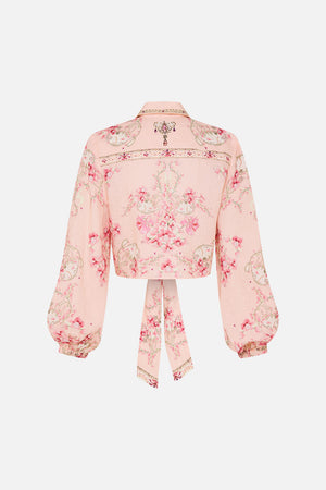 CROPPED WRAP SHIRT BLOSSOMS AND BRUSHSTROKES