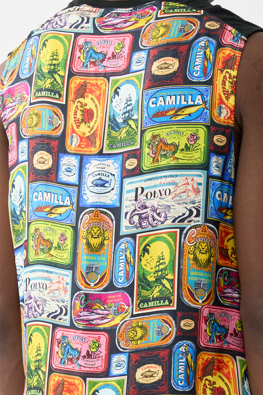 CONTRAST PANEL SLEEVELESS TEE SAL DO MAR