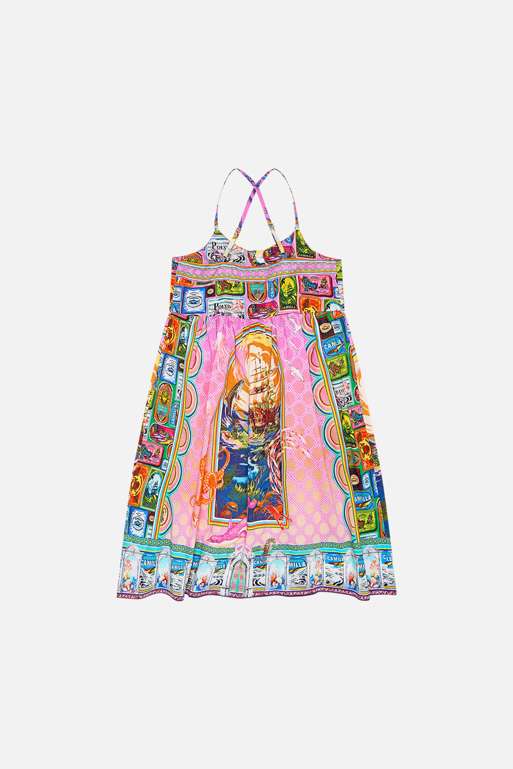 KIDS MIDI DRESS WITH CROCHET POCKETS 12-14 SALTY SPLENDOUR