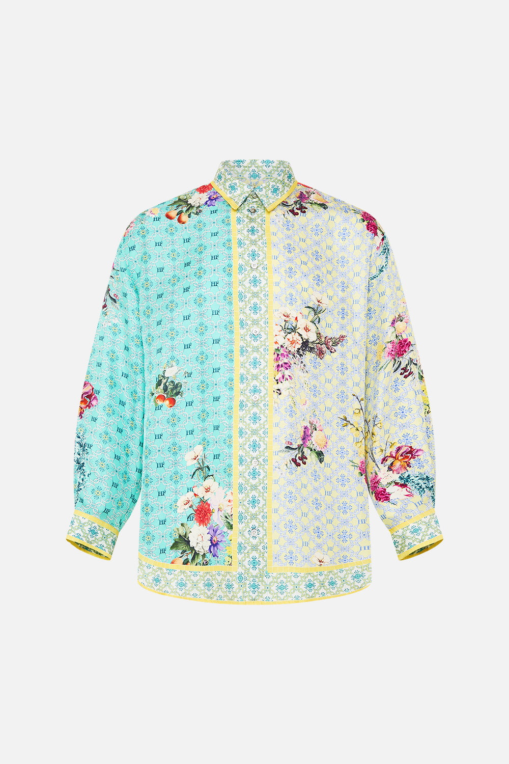 The CAMILLA FITTED WAIST GATHERED SKIRT WITH LINING DRESSING ROOM DRAMA in our  print.