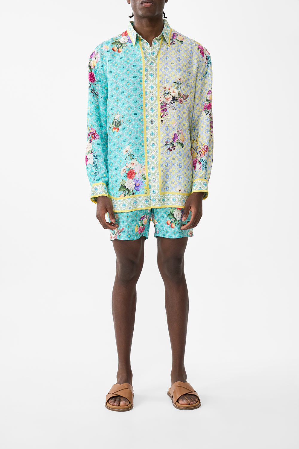 The CAMILLA FITTED WAIST GATHERED SKIRT WITH LINING DRESSING ROOM DRAMA in our DRESSING ROOM DRAMA print.