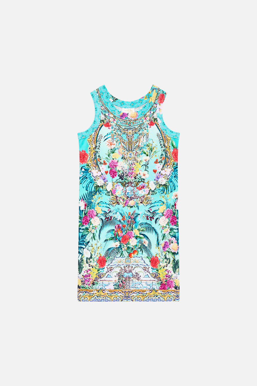 The CAMILLA MINI SKIRT THE QUEENS QUARTERS in our  print.
