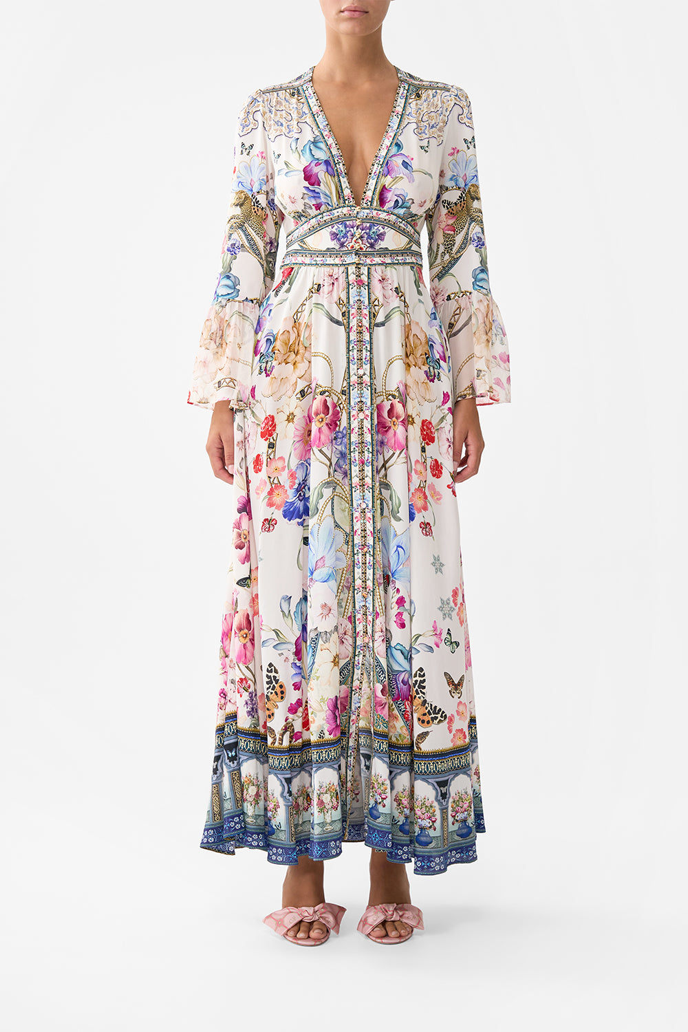 SHAPED WAISTBAND DRESS WITH RUFFLE SLEEVE MONSERRATE MAGIC