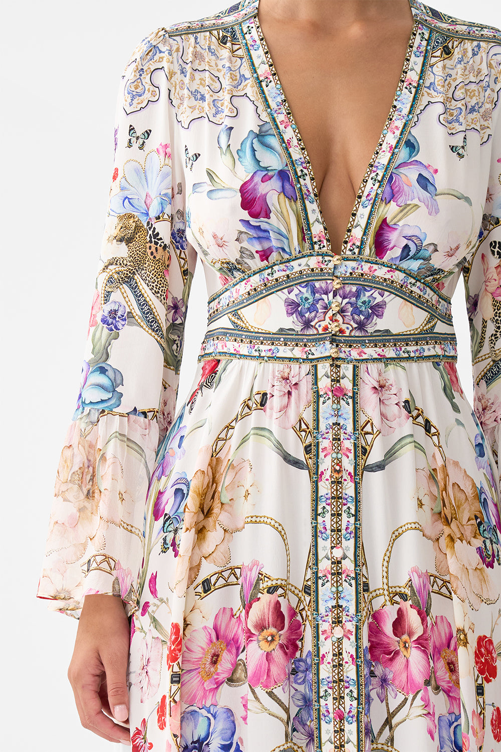 SHAPED WAISTBAND DRESS WITH RUFFLE SLEEVE MONSERRATE MAGIC