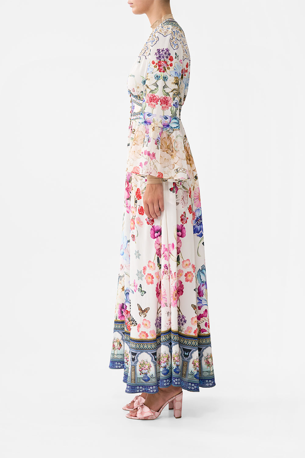 SHAPED WAISTBAND DRESS WITH RUFFLE SLEEVE MONSERRATE MAGIC