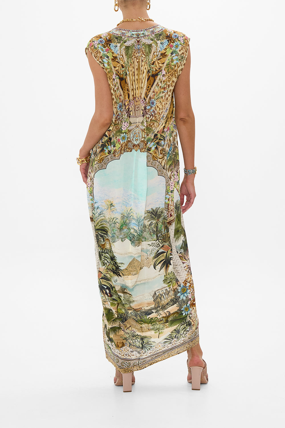 SLEEVELESS DRAPE BACK DRESS VIEWS OF THE VALLEY