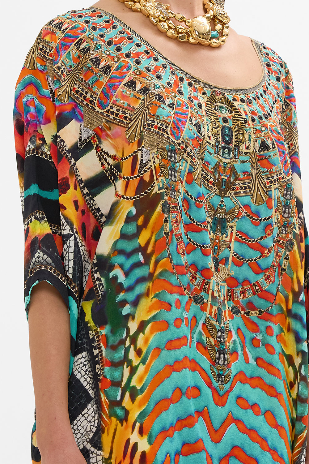 CAMILLA Scoop Back Hem Dress in Desert Visions print.