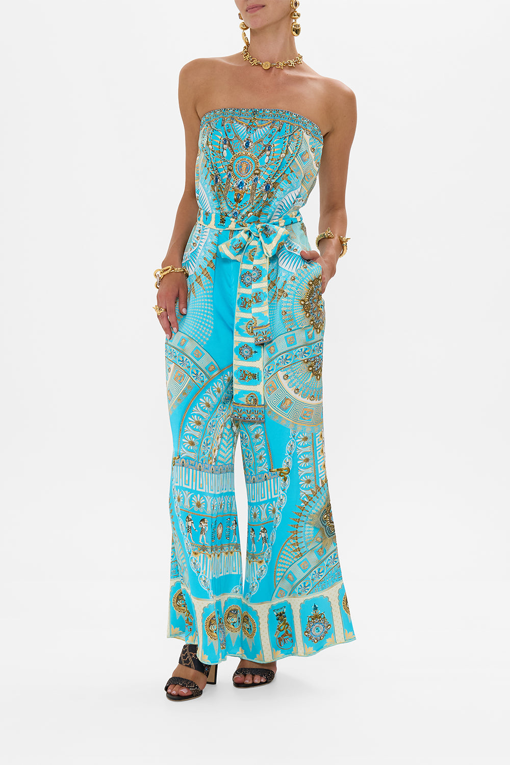 TIE WAIST STRAPLESS JUMPSUIT TEMPLE OF LIGHT