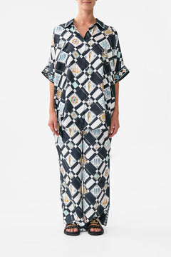 The CAMILLA Oversized Pocket Tunic in our Folk Afloat print.