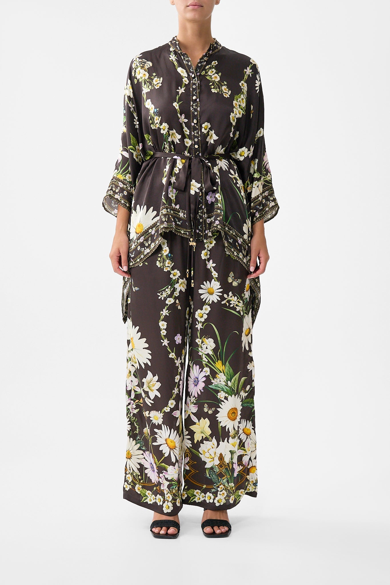 The CAMILLA HIGHNECK TIERED RUFFLE HEM DRESS NOBLE ENDEAVOURS in our  print.