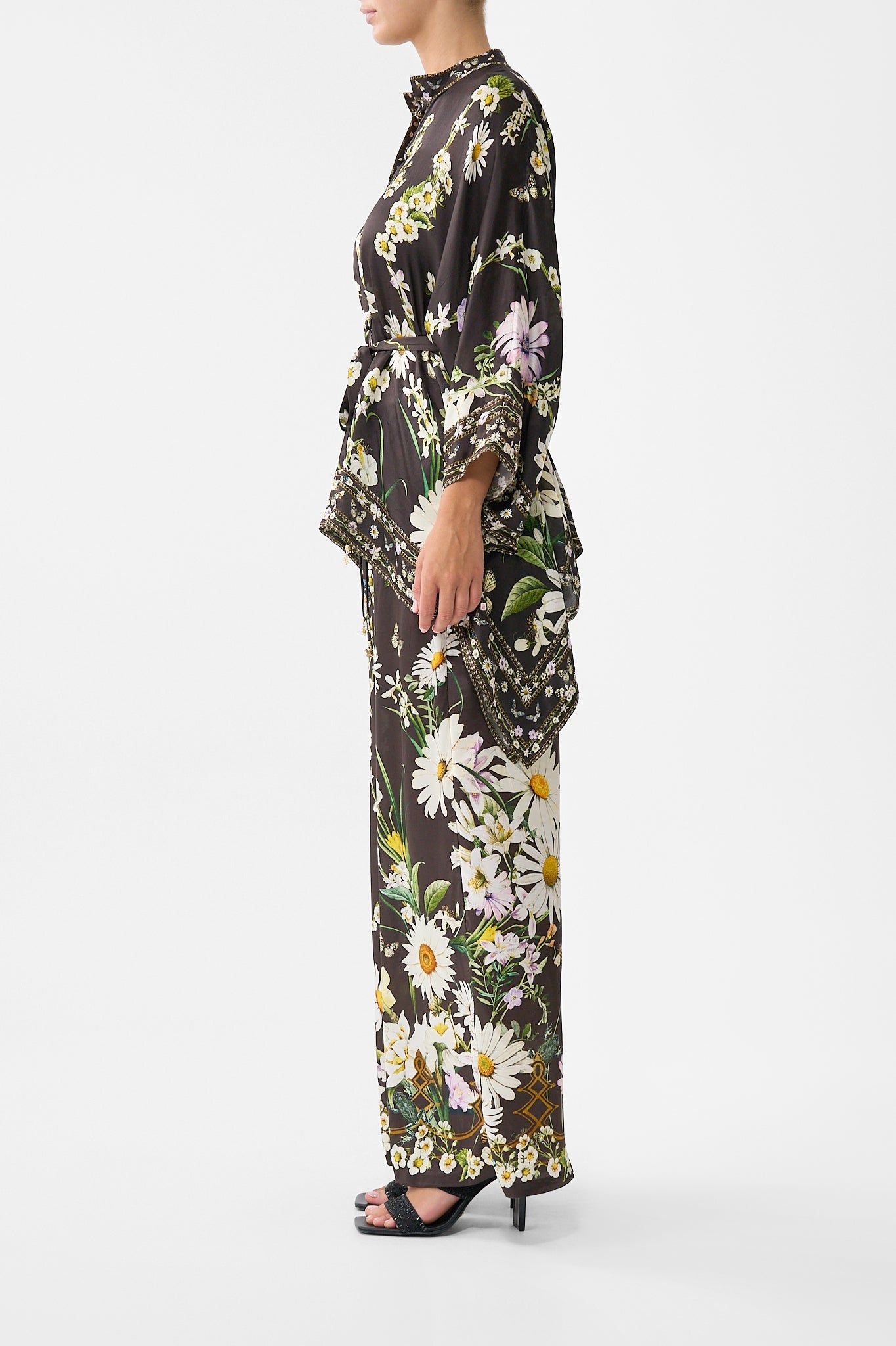 The CAMILLA HIGHNECK TIERED RUFFLE HEM DRESS NOBLE ENDEAVOURS in our  print.