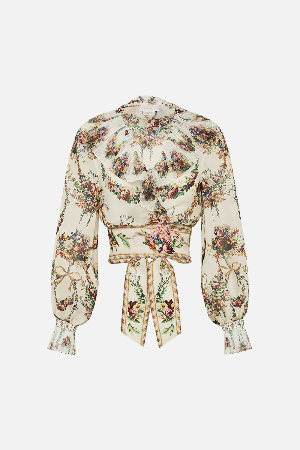 The CAMILLA SHORT SLEEVE CABANA SHIRT FLORAL FREEFALL in our  print.