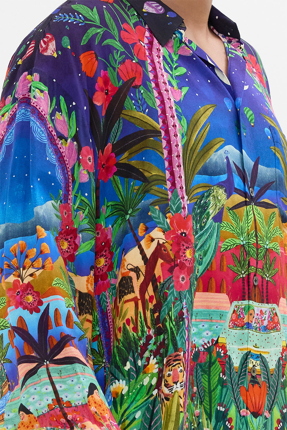 CAMILLA Oversized Shirt in Midnight Muses print. 