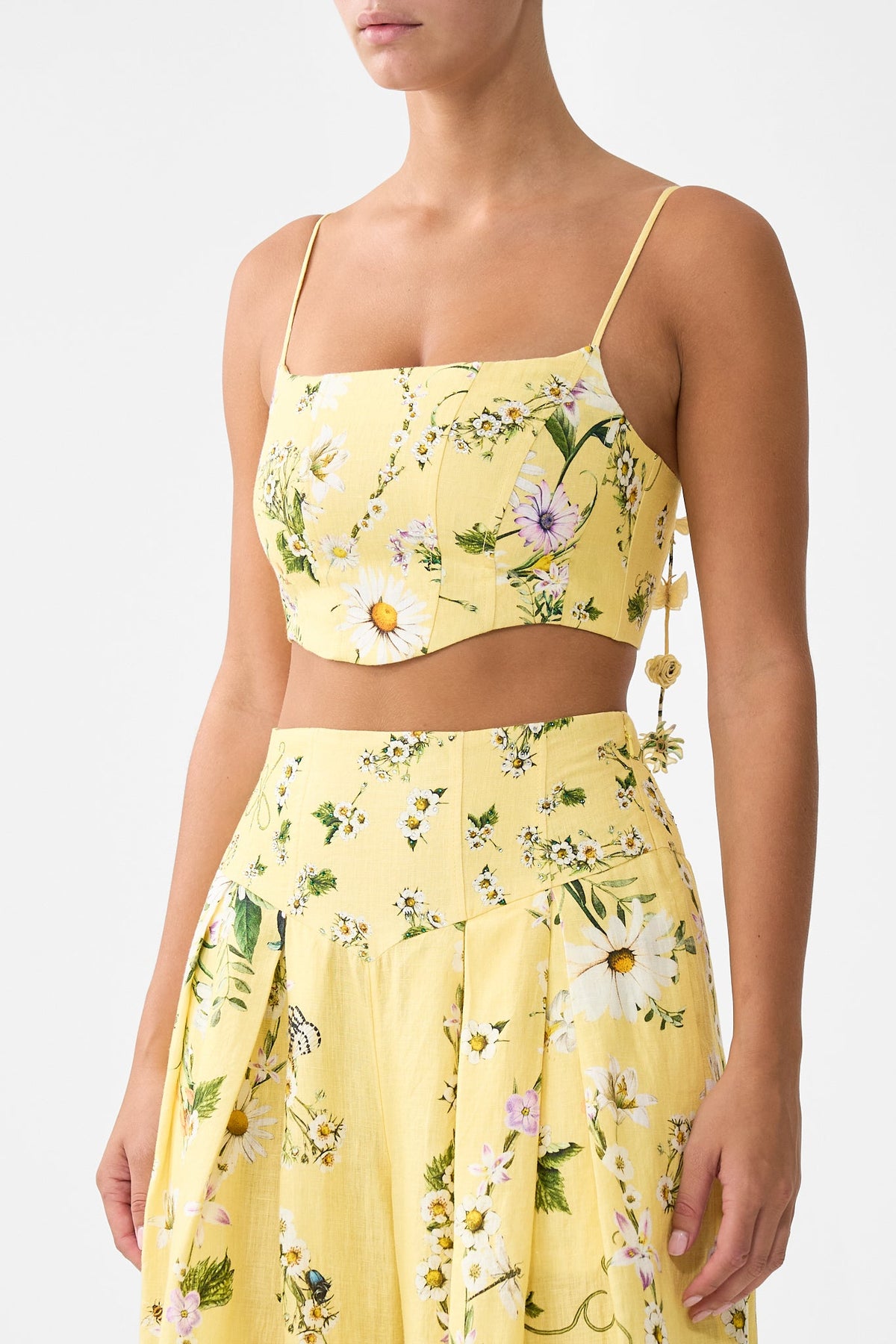 The CAMILLA Corset Crop Top in our Daisy Chains print.
