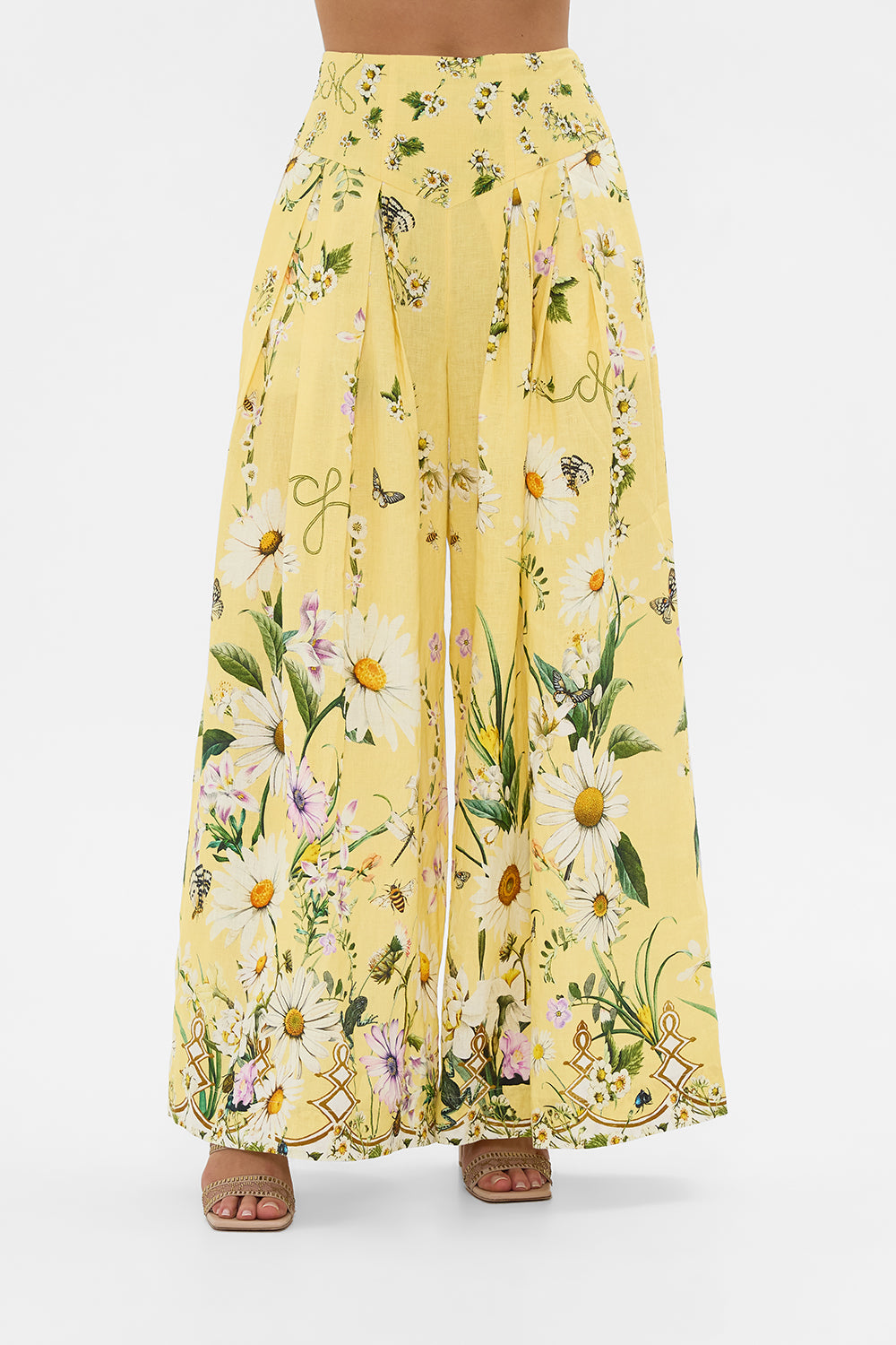 The CAMILLA Corset Waist Wide Leg Pant in our Daisy Chains print.